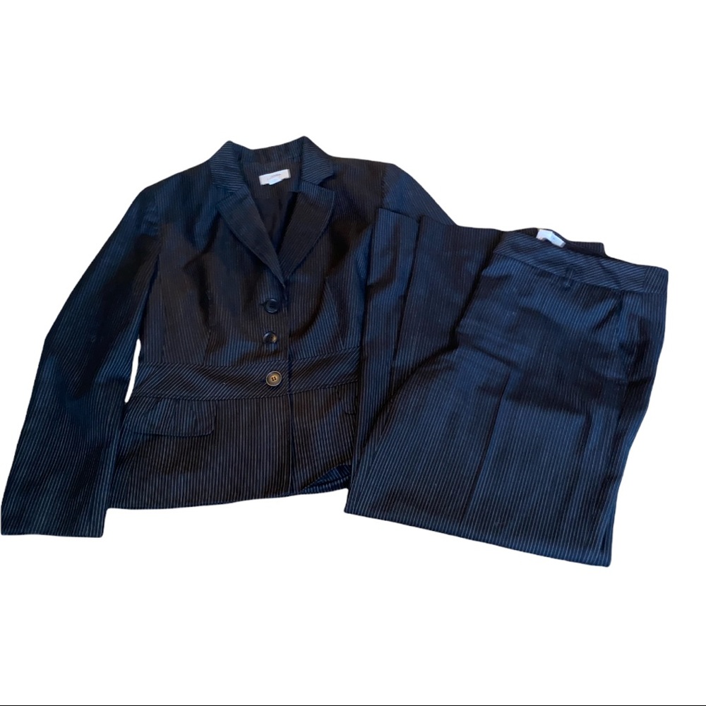 Loft 2 Piece Pin Striped Suit Wide Leg Size 8